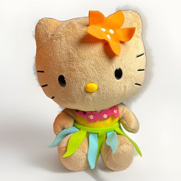 Hello Kitty Plush 2013 Hawaiian Hula Girl Dancer Tan Stuffed Animal 9" Sanrio - Picture 1 of 5